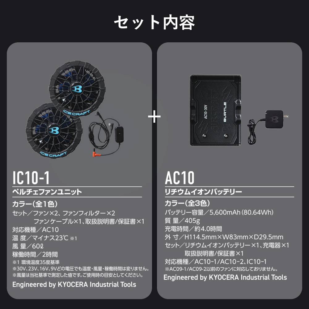 バートル 2026年 春夏 リチウムイオンバッテリー ペルチェファン セット AC10 IC10-1
